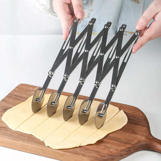 3/5/7 Wheel Cutter Dough Divider - Stainless Steel Dough Knife with Flexible Roller Blade - Pizza and Pastry Peeler - Baking Pan Tool