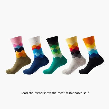 Men's Cotton Dress Socks 5-Pair Pack - Funny Casual Novelty Crew Socks Gift Set