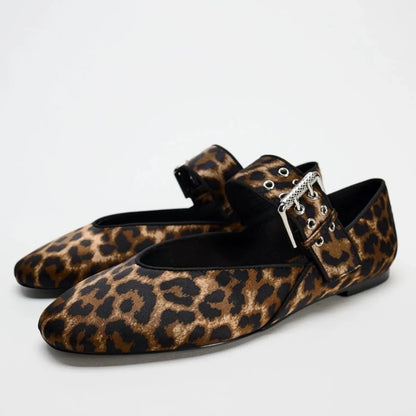 2024 Women’s Flats – Autumn Pointed Toe Loafers & Ballerinas, Retro Leopard Print Dress Shoes for Fall (Zapatos De Mujer)