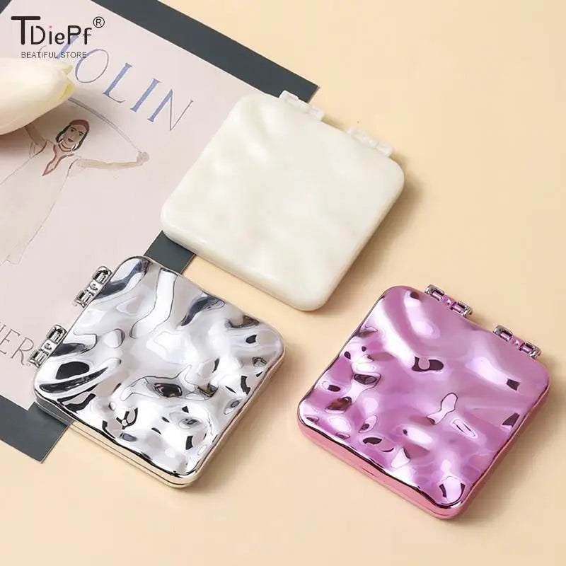 Foldable Mini Square Makeup Mirror - Double-Sided Compact Pocket Vanity Mirror