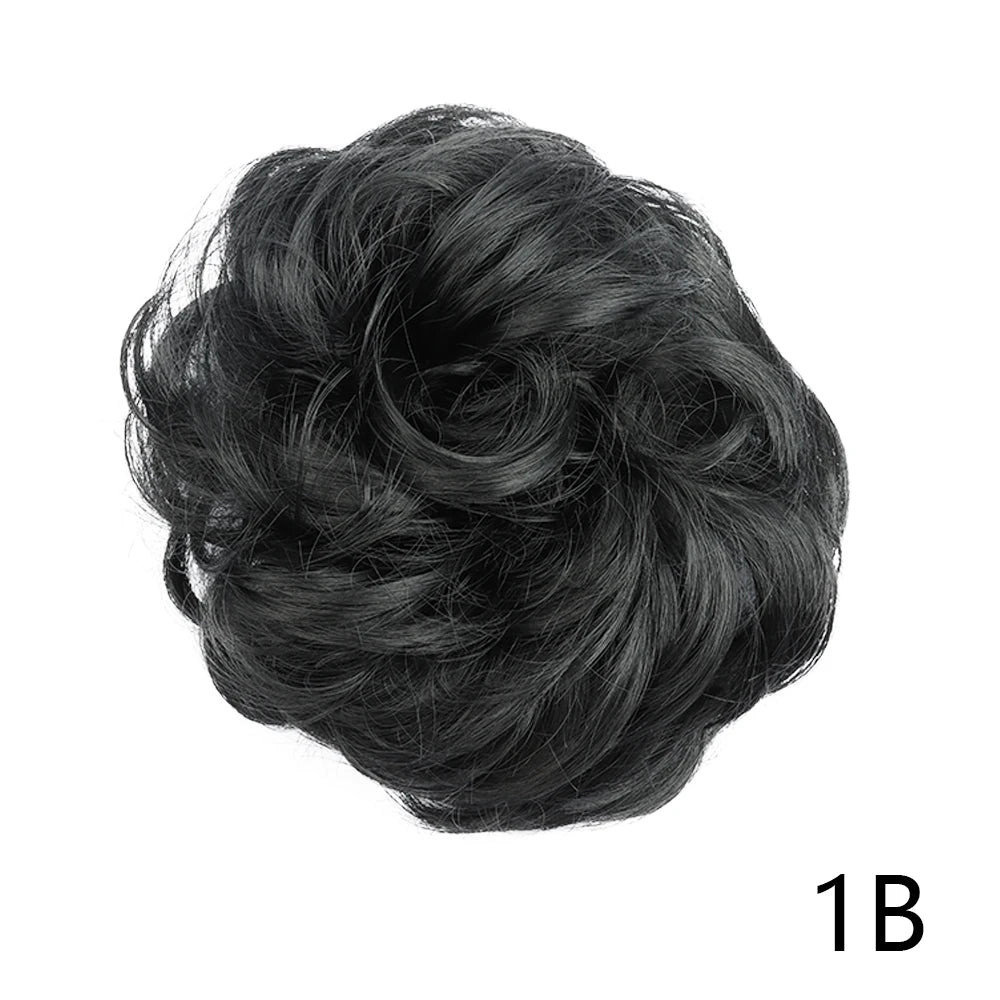 Synthetic Wavy Hair Bun Wig – Elastic Rubber Scrunchie Curly Ponytail Hair Extension for Ladies