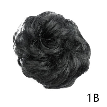 Synthetic Wavy Hair Bun Wig – Elastic Rubber Scrunchie Curly Ponytail Hair Extension for Ladies