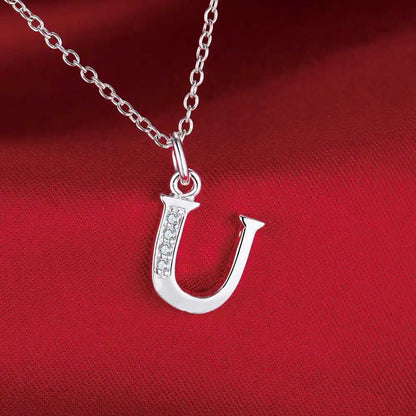 26 Letters 925 Sterling Silver Zircon Necklace Pendant – Personalized Alphabet Jewelry for Women | Elegant Wedding & Gift Accessory