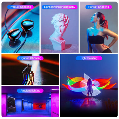 P400 RGB LED Light Wand Handheld Tube Light 2500K-6500K Rechargeable Photography Lamp with 36000 Colors for YouTube Vlogging & Party Lighting