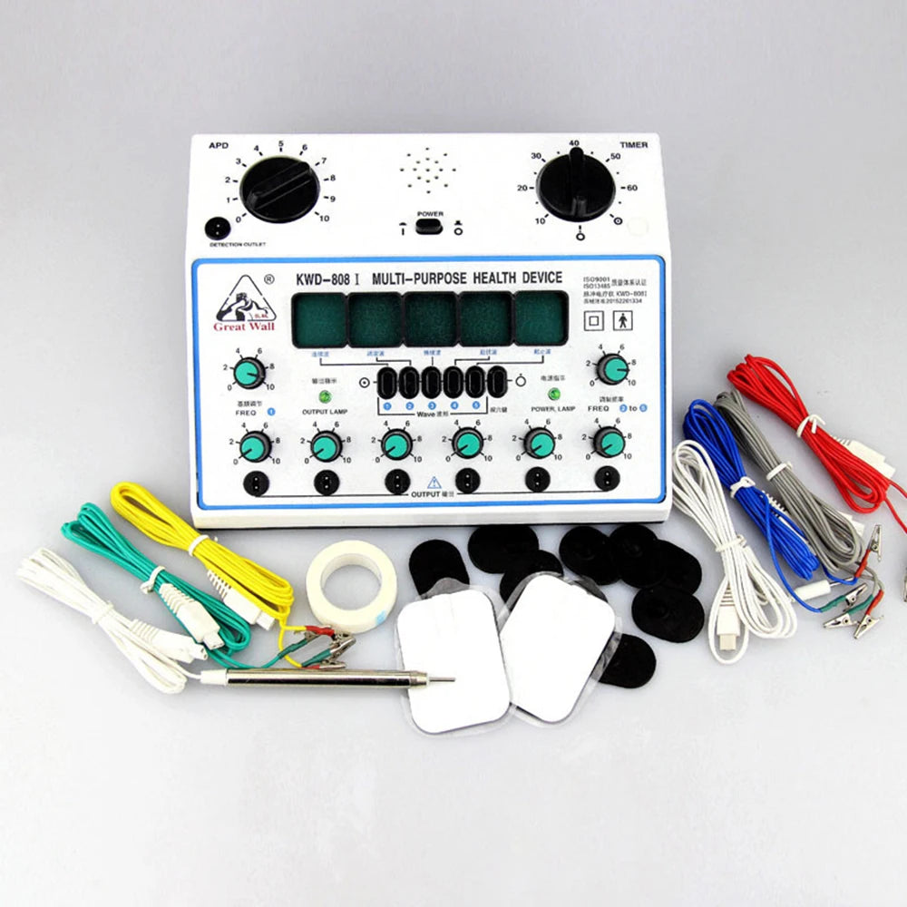 Electric Acupuncture Stimulator Machine — 6-Channel Digital Electro Therapy Massager with Patch Care Kit