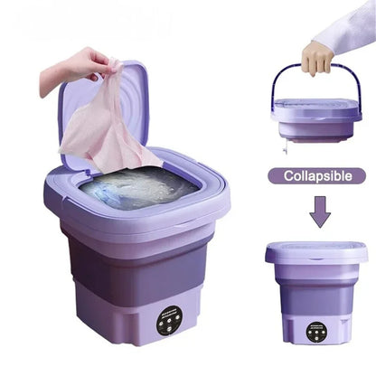 8L Portable Foldable Washing Machine – Mini Washer with Spin Dryer for Socks, Underwear & Panties