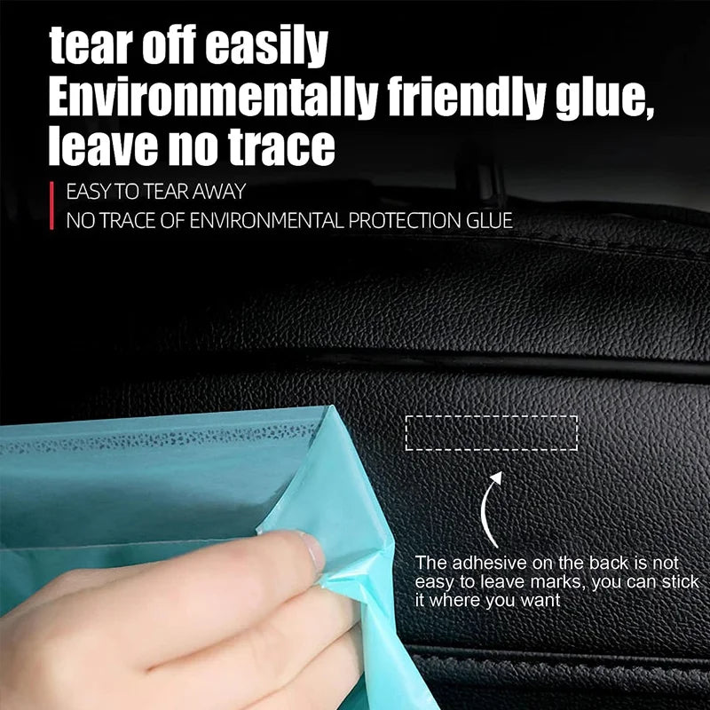 50Pcs Disposable Self-Adhesive Car Garbage Bags - Biodegradable Rubbish Bin Hanging, Waterproof, Home Kitchen Trash Storage Bag