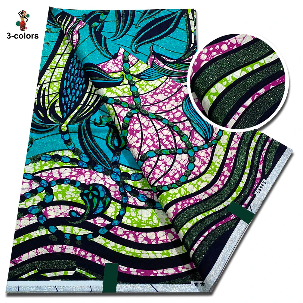 African Gold Print Wax Fabric - 100% Cotton Soft Nigerian Ankara Batik Pagne Material