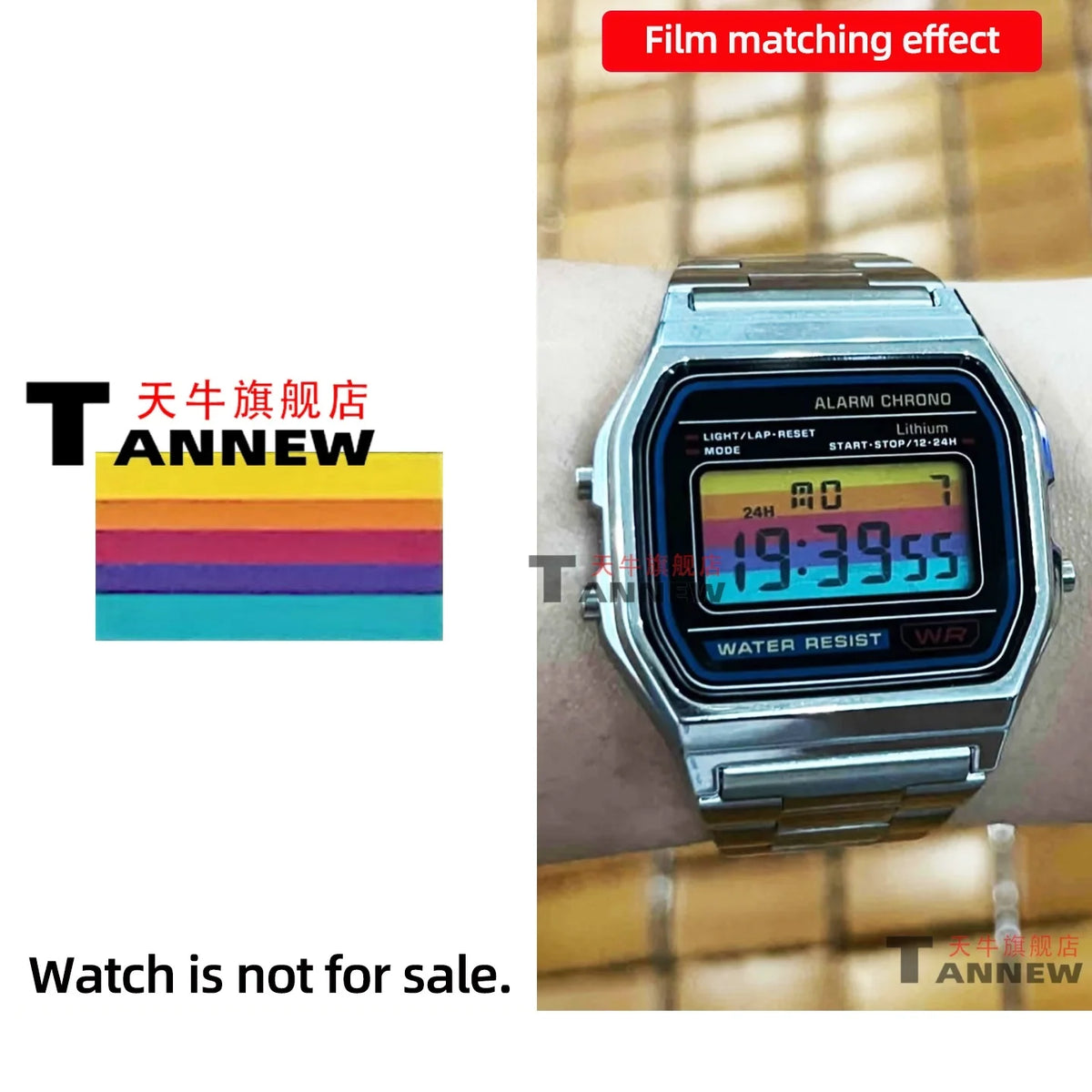 Casio F-91W A158W A168 Mod Kit - STN HD Display, Rainbow Gradient Display Sticker & Complete Watch Makeover Set