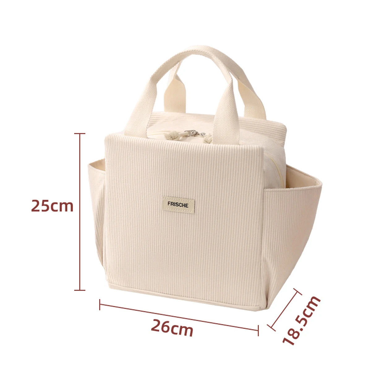 12L Insulated Lunch Box Bag — Thickened Aluminum Foil, Waterproof & Oil-Proof Printed Corduroy Meal Bag