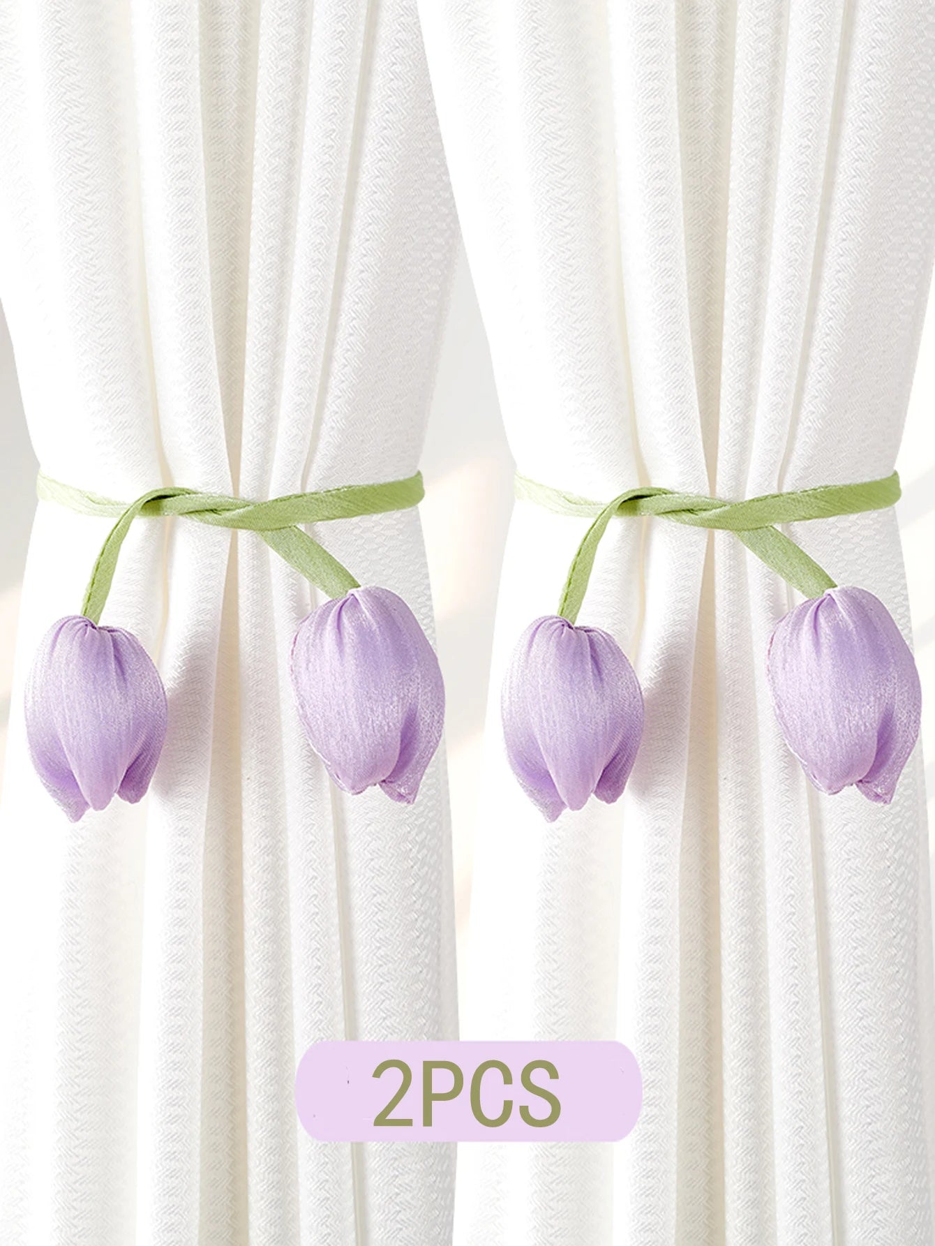 2PCS Tulip Flower Curtain Tiebacks – Rustic No-Damage Holdbacks for Living Room & Bedroom Decor