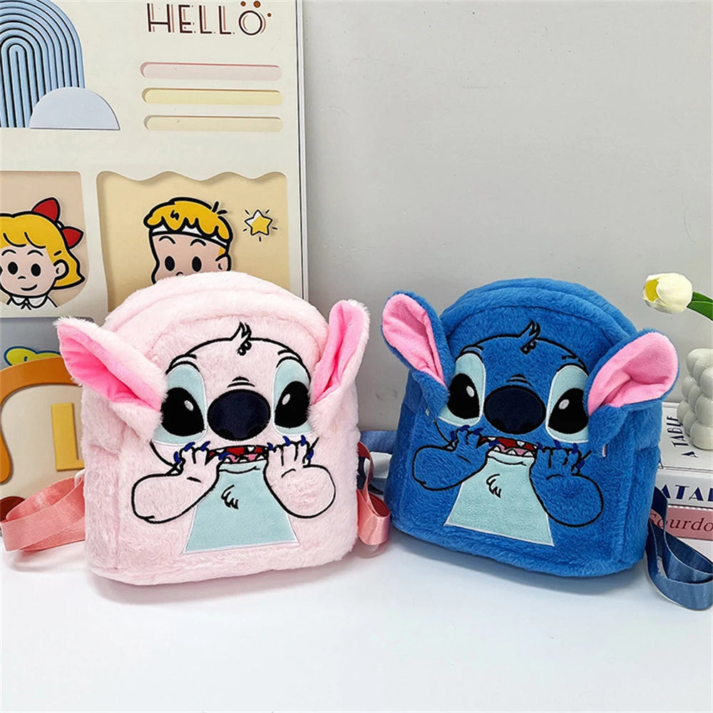 New Disney Plush Backpack – Japanese Blue Stitch Cartoon, Large-Capacity Student & Kindergarten Bag for Kids’ Gifts