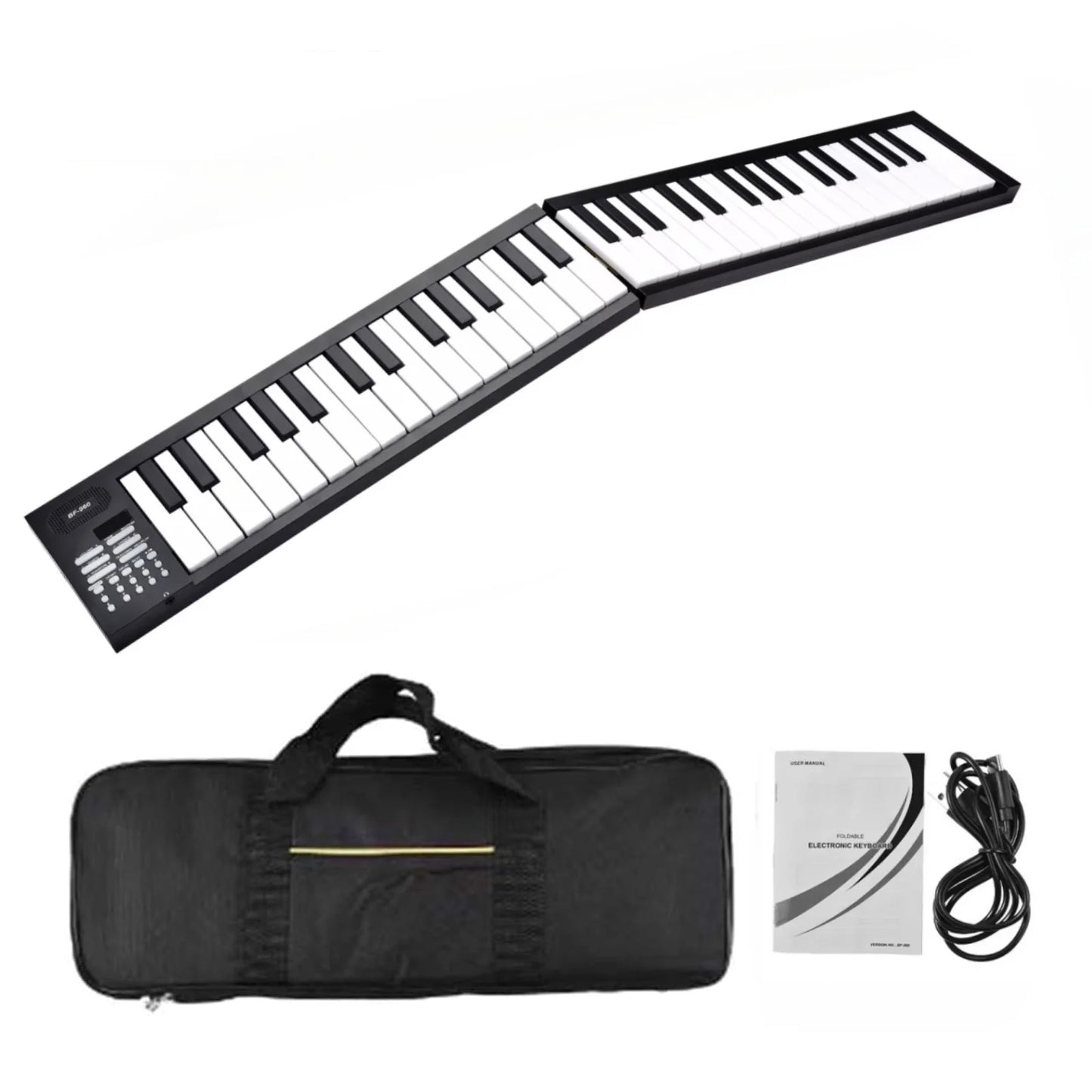 61 Key Foldable Electronic Piano - Portable Keyboard with LED Display, Built-In Battery & Musical Instrument Features