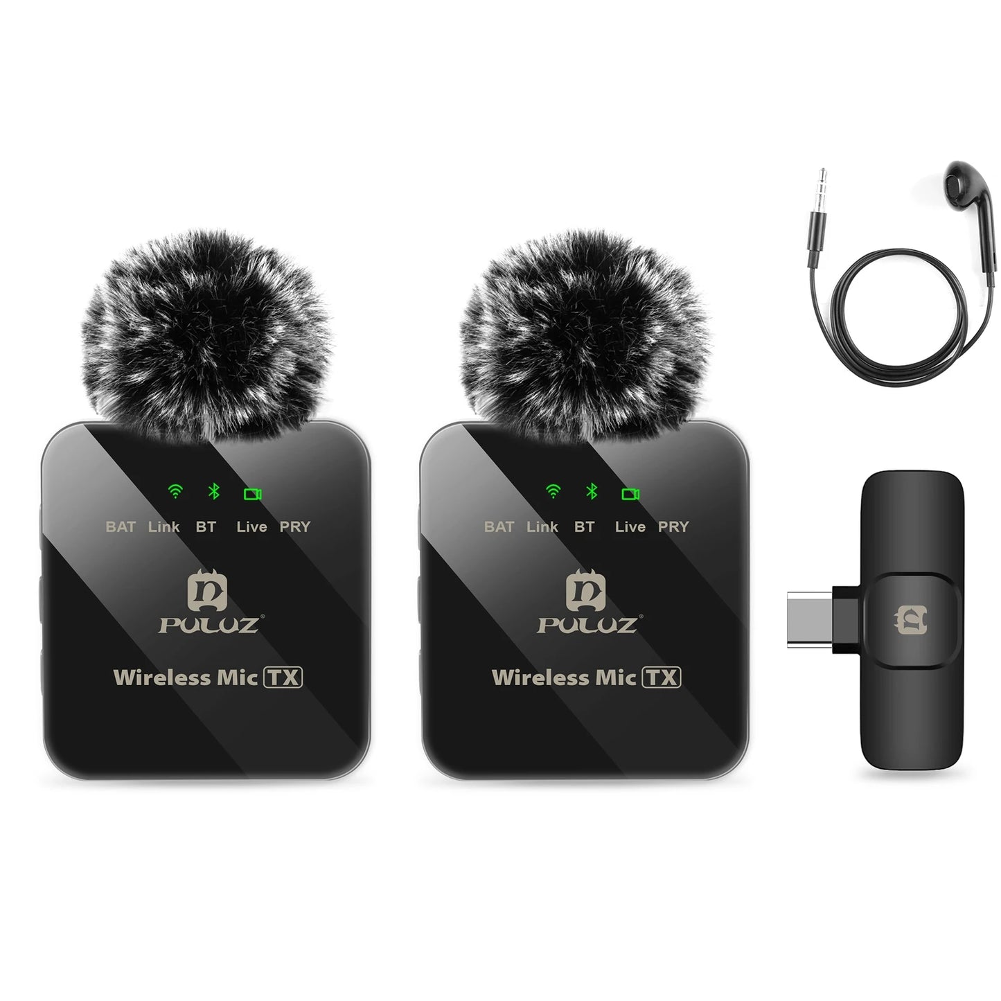 PULUZ Wireless Lavalier Microphone – Portable Mini Mic for iPhone & Android, Audio/Video Recording & Live Broadcast