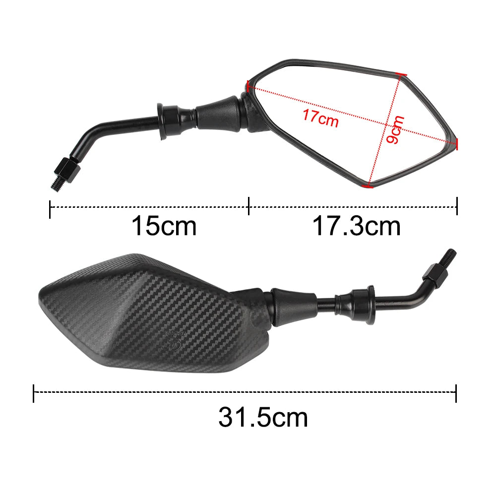 8mm / 10mm Convex Handlebar End Rearview Mirrors – Side Mirrors for Scooter, E-Bike, Motorcycle ( 1 Pair )