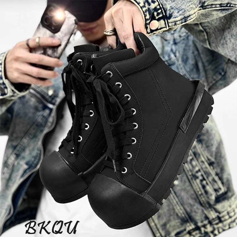 BKQU Black Knight Men's High-Top Work & Street Boots Autumn/Winter Commuter Derby Shoes