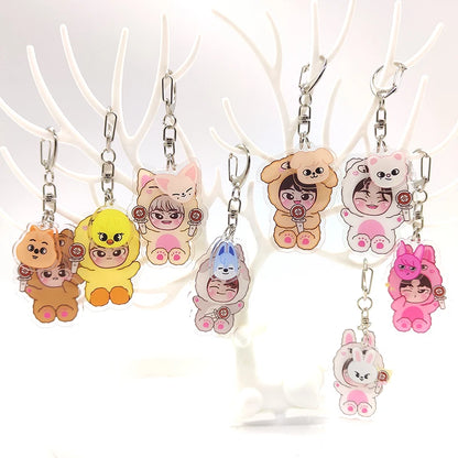 8pcs KPOP Acrylic Keychain Set — Cute Bag Pendants for Fans & Gifts