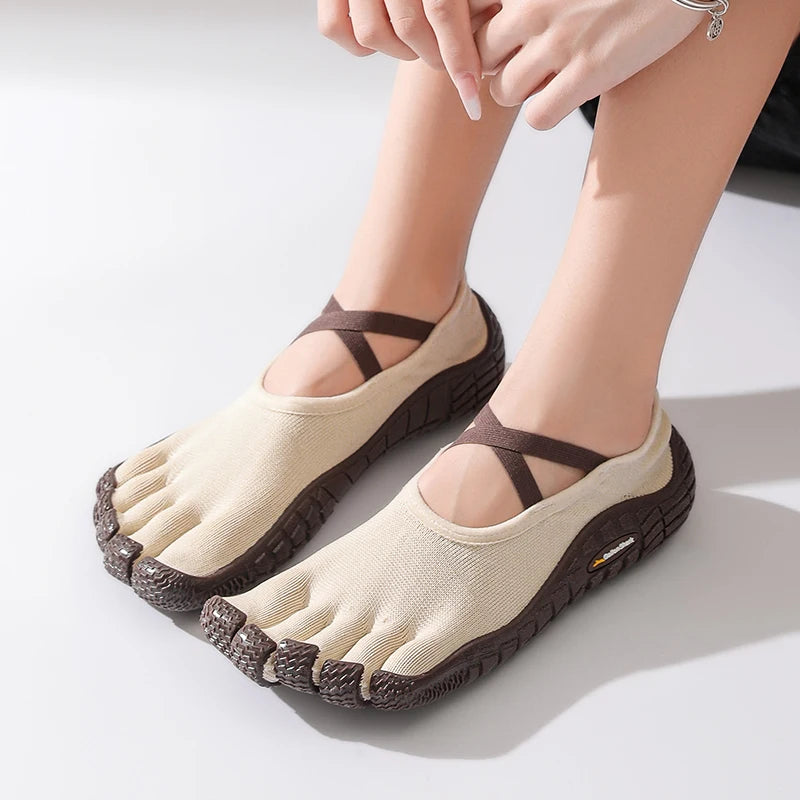 Gallonshark Five-Finger Split Toe Shoes – Lace-Up, Anti-Slip, Silent Soft Sole for Indoor Sports, Fitness, Yoga & Skipping Rope