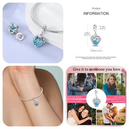 MULA Chameleon Silver-Plated Charm with Color-Changing Crystal Ball - DIY Snake Chain Bracelet Jewelry Gift for Women