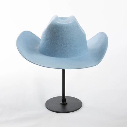 100% Wool Western Cowboy Hat – Casual Felt Cowgirl Hat for Men & Women, Autumn & Winter Outdoor Sunshade Fedoras Top Hat