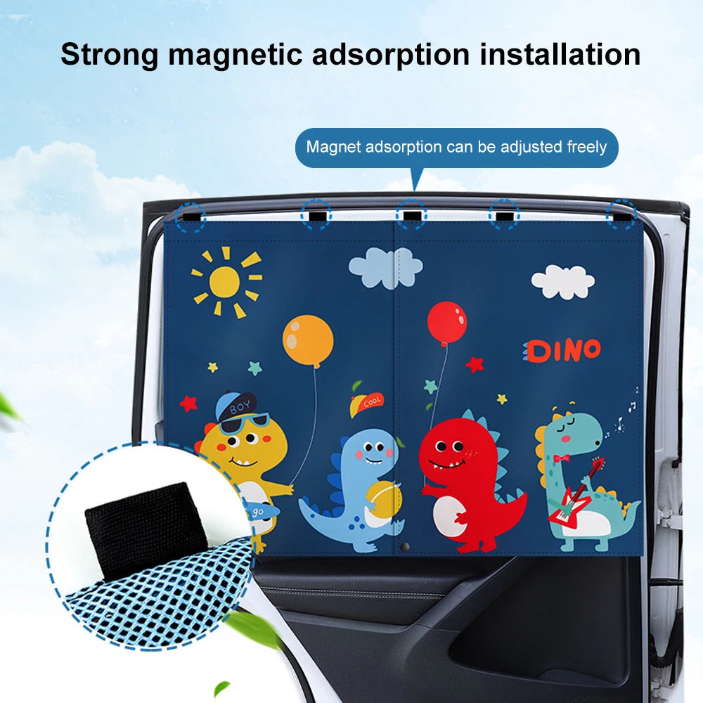 Cartoon Magnetic Car Side Gear Sunshade - Window Visor for Children, Sun Protection Heat Insulation Blind