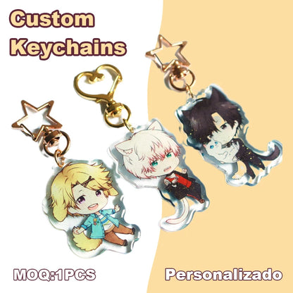 Custom Acrylic Keychain - Personalized Cartoon, Anime & Photo Hologram Clear Key Ring Gift