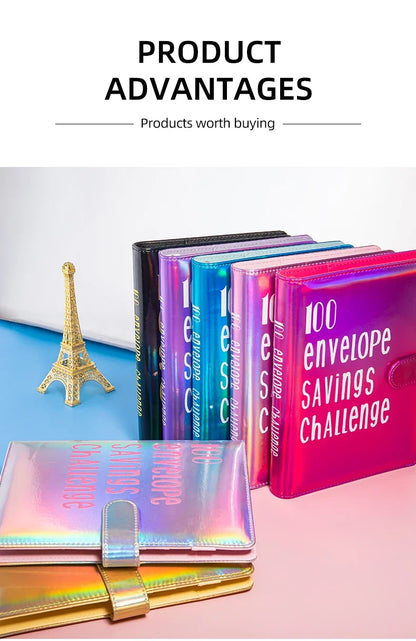 100 Envelope Challenge Binder – Savings Challenge Loose-Leaf Budget Binder with Cash Envelopes, Money Organizer System