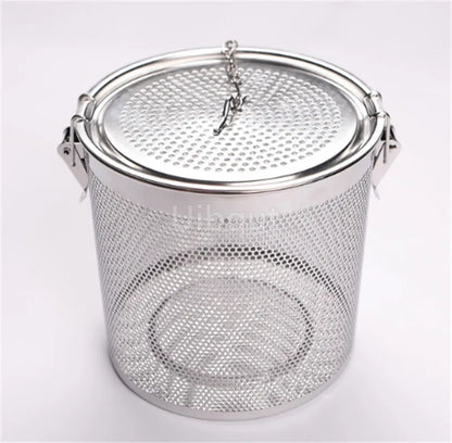 304 Stainless Steel Round Hole Seasoning Bag — Spice, Gravy & Soup Strainer Basket for Brine, Hot Pot, and Slag Separation