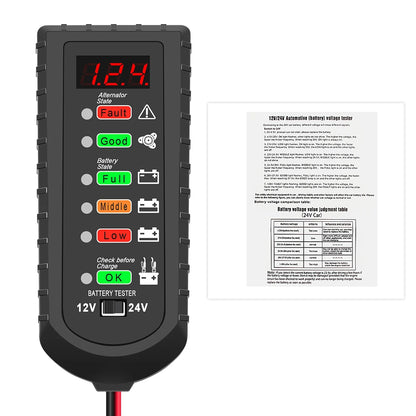 12V 24V Car Battery Tester - LED Voltage Circuit Analyzer with 6 Light Display for Auto Diagnostics