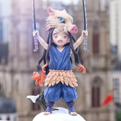 20cm Demon Slayer Anime Figure — Kamado Nezuko & Inosuke PVC Collectible Statue Toy Gift