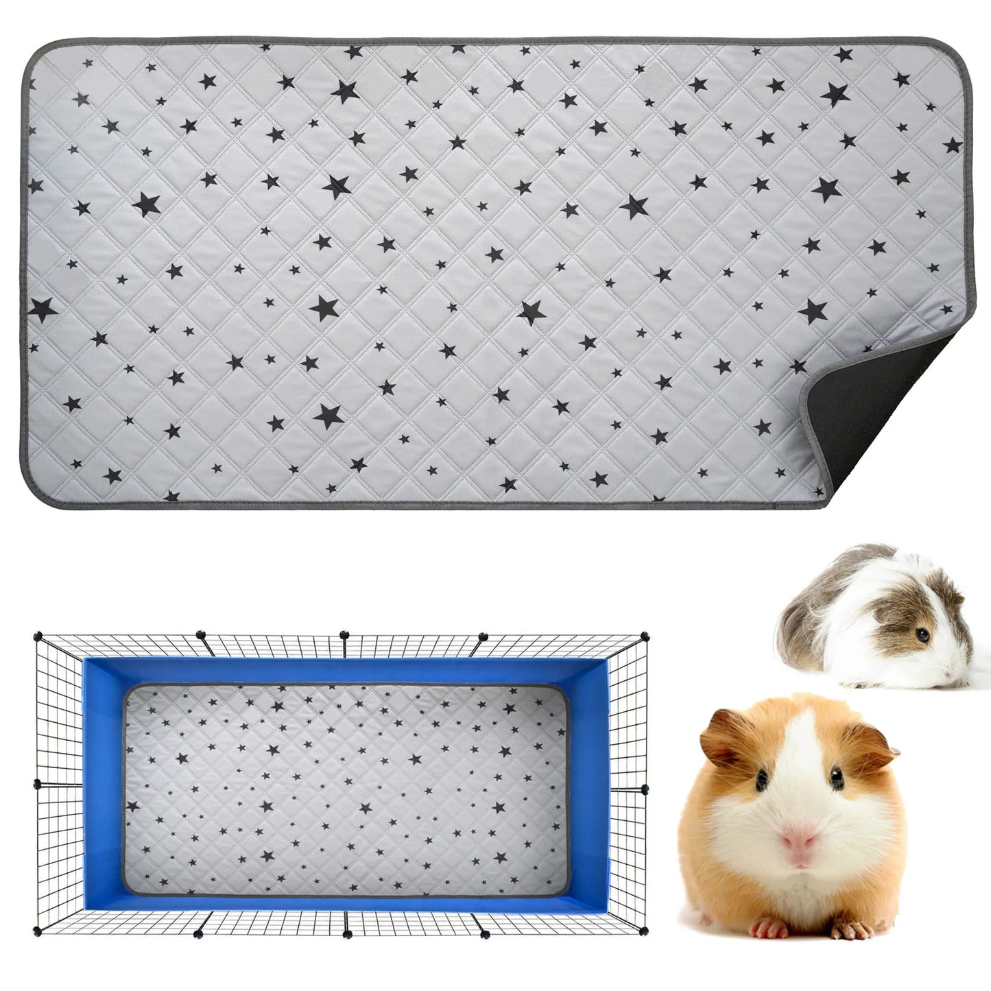 Guinea Pig Cage Mat – Washable Waterproof Absorbent Pee Pad & Non-Slip Bedding for Small Pets and Hamsters