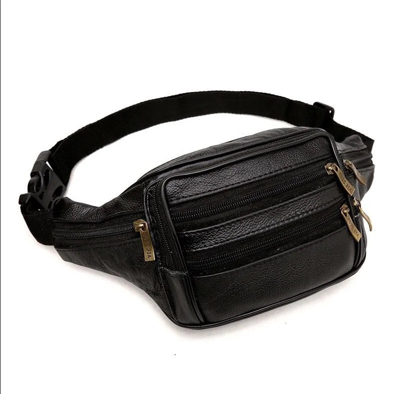 Men's Leather Waterproof Waist Bag - Multi-Functional Compact Phone Wallet & Cash Holder