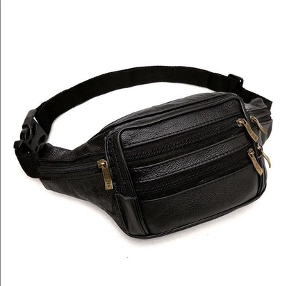 Men's Leather Waterproof Waist Bag - Multi-Functional Compact Phone Wallet & Cash Holder