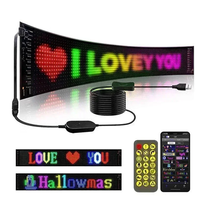 Flexible RGB LED Pixel Matrix Display - Programmable Scrolling Sign for Car, Shop Advertising, Events & Festive Displays