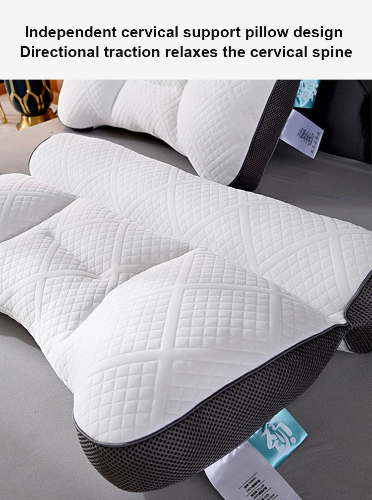 Anti-Traction Sleep Neck Care Pillow – Zoning Design, Washable Adult Pillow Core, Knitted Low Pillow for Home & Hotel