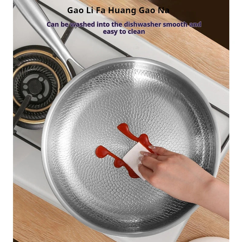 German Pure Titanium Frying Pan - Non-Stick Uncoated Fish Scale Hammer Pattern Titanium Alloy Cookware, 26/28/30cm