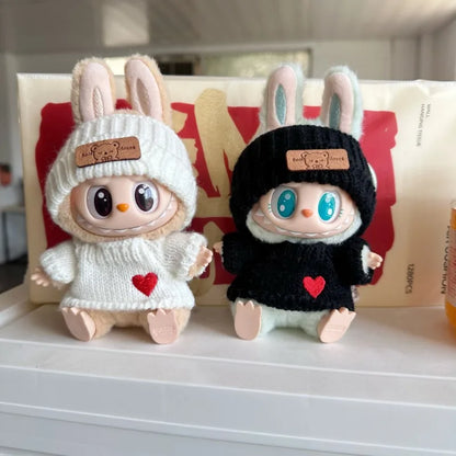 17cm Labubu Doll Clothes — Monster Outfit with Hat, Love Sweater & Casual Shoes for Sitting Party Accessories