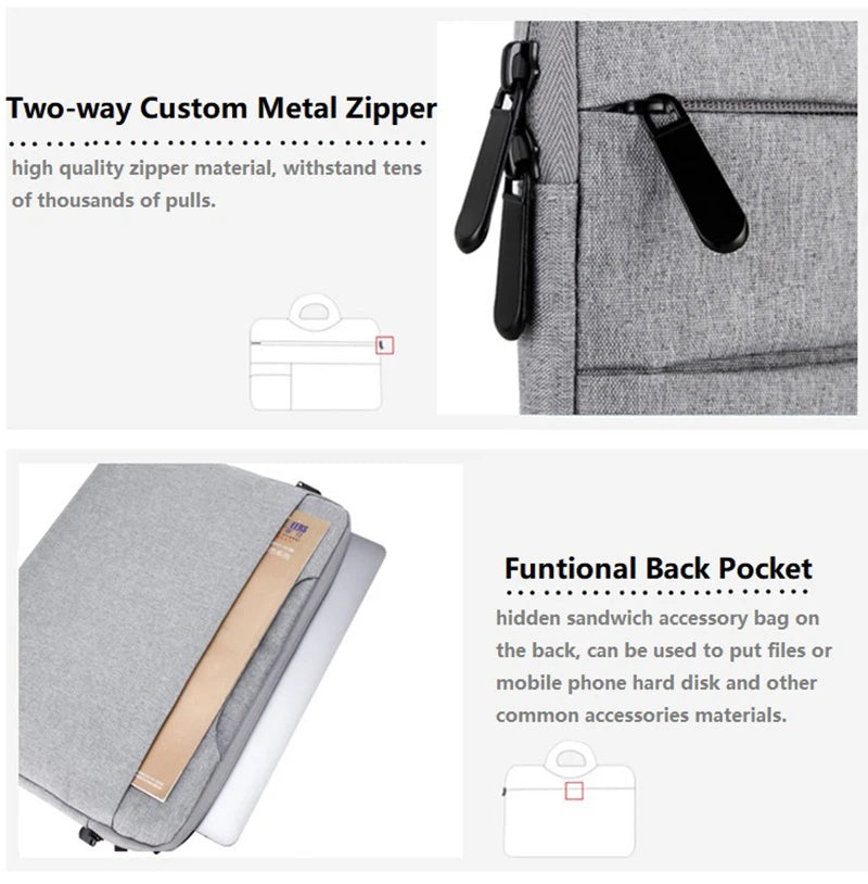 Water-Resistant Laptop Sleeve Bag - Universal Notebook Handbag Case for 11-15.6 Inch MacBook & Computer Travel Protection