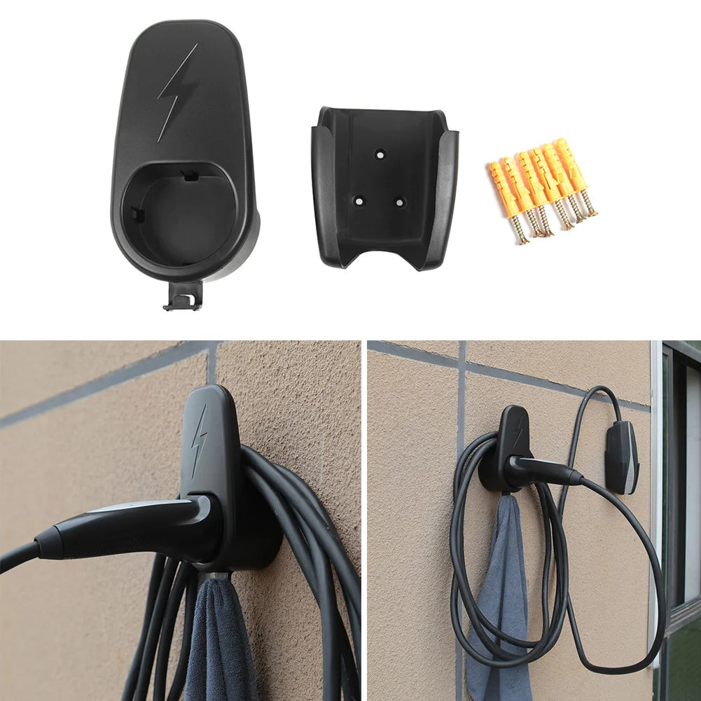Vehicle Charger Control Holder with Chassis Bracket - Wall Stand for Tesla Model 3/Y, Charger Cable Organizer