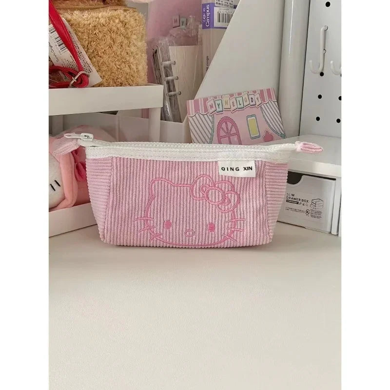 Kawaii Hello Kitty 2 Layered Large Capacity Pencil Bag – Cute Cartoon Student School Pencil Box, Gifts for Girls