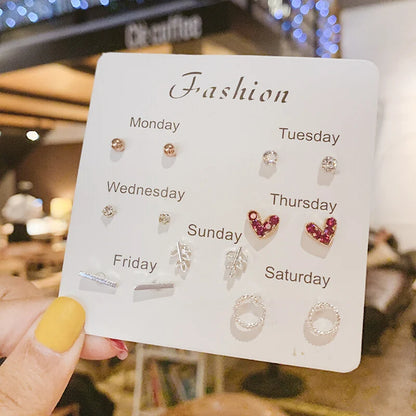 New S925 Silver Needle Stud Earrings Set – Simple & Cute Mini Earrings for Women & Girls, Exquisite Jewelry Gift