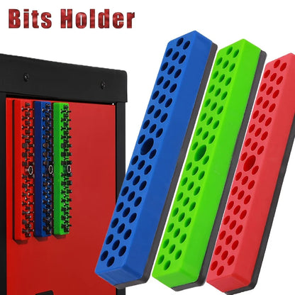 43-Hole Magnetic Screwdriver Bit Storage Box - 1/4-Inch Hex Bit Holder for Toolboxes and Drill Bit Storage