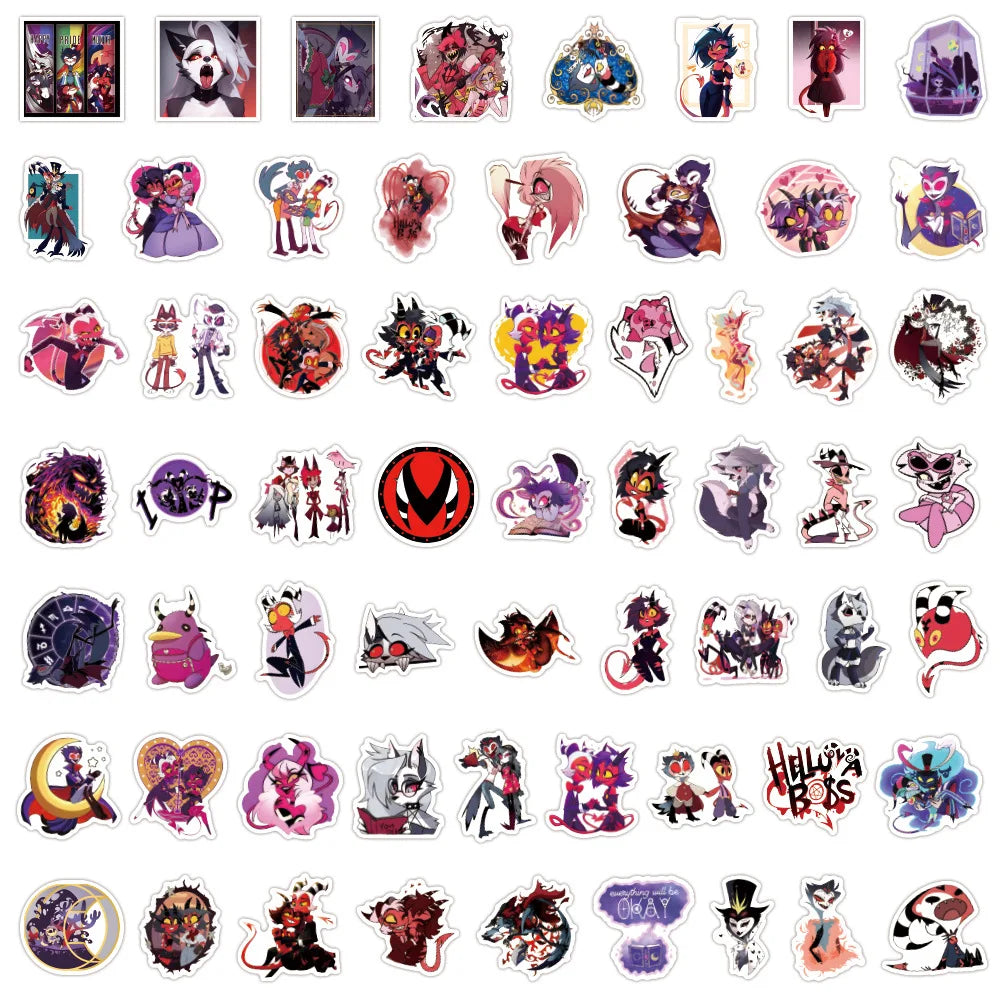 120PCS Helluva Boss Anime Stickers - Cartoon Graffiti Decals for Motorcycles, Luggage, Guitars, Laptops, and Phones
