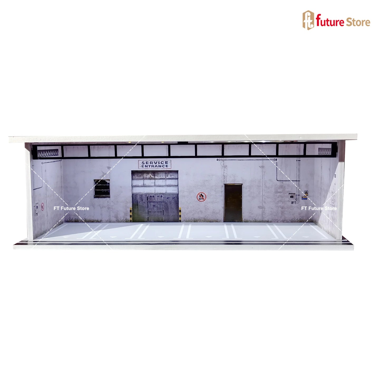 1:64 Scale Garage Scene Model with Lights – Assembled Parking Lot Diorama for Miniature Car Display