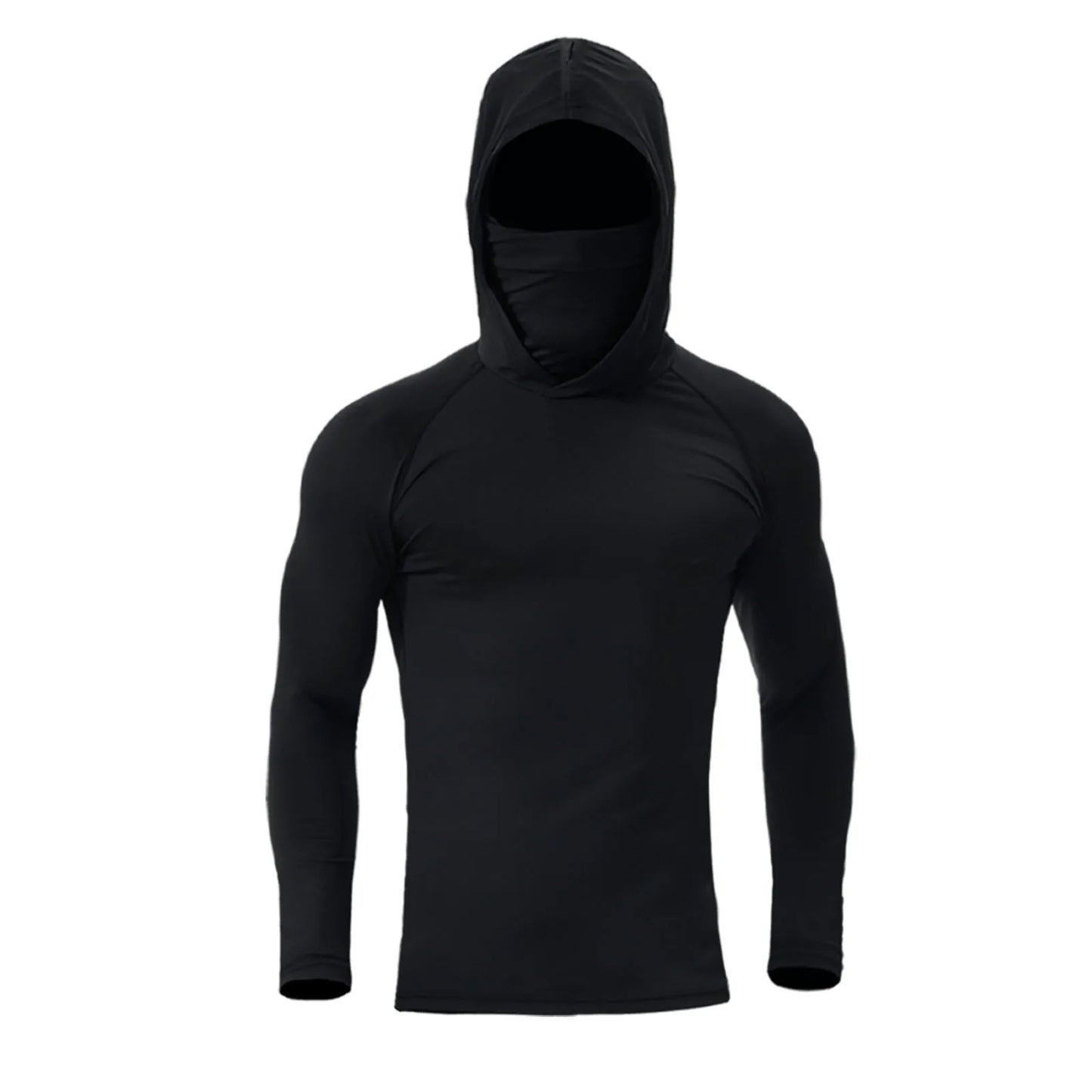 Men’s UPF50+ Athletic Hoodie Long Sleeve – UV Sun Protection Fishing Shirt with Built-In Face Mask & Stretch Fit