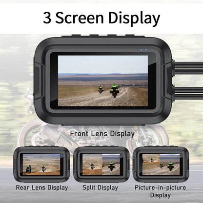 Dual 1080P Motorcycle DVR - Full Body Waterproof Camera with WiFi, GPS, Front and Rear Dash Cam Video Recorder Black Box