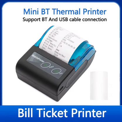 58mm Portable Thermal Receipt Printer – Mini Wireless Bluetooth Ticket & Bill Printer for Android, iOS & Windows
