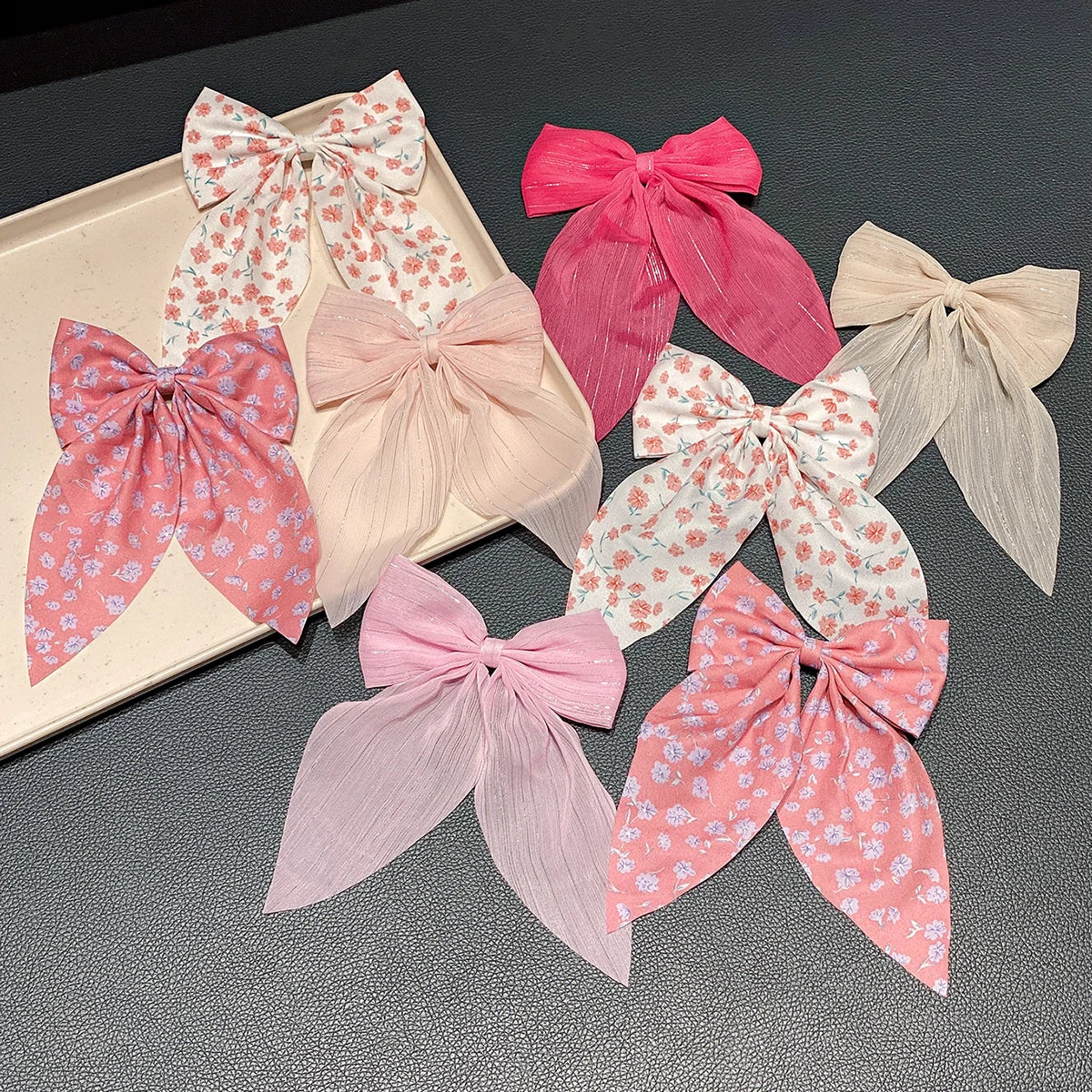 8pcs Pink Bow Hair Clips - Sweet Women’s Hair Accessories for Everyday Wear, Dates, and Gifts