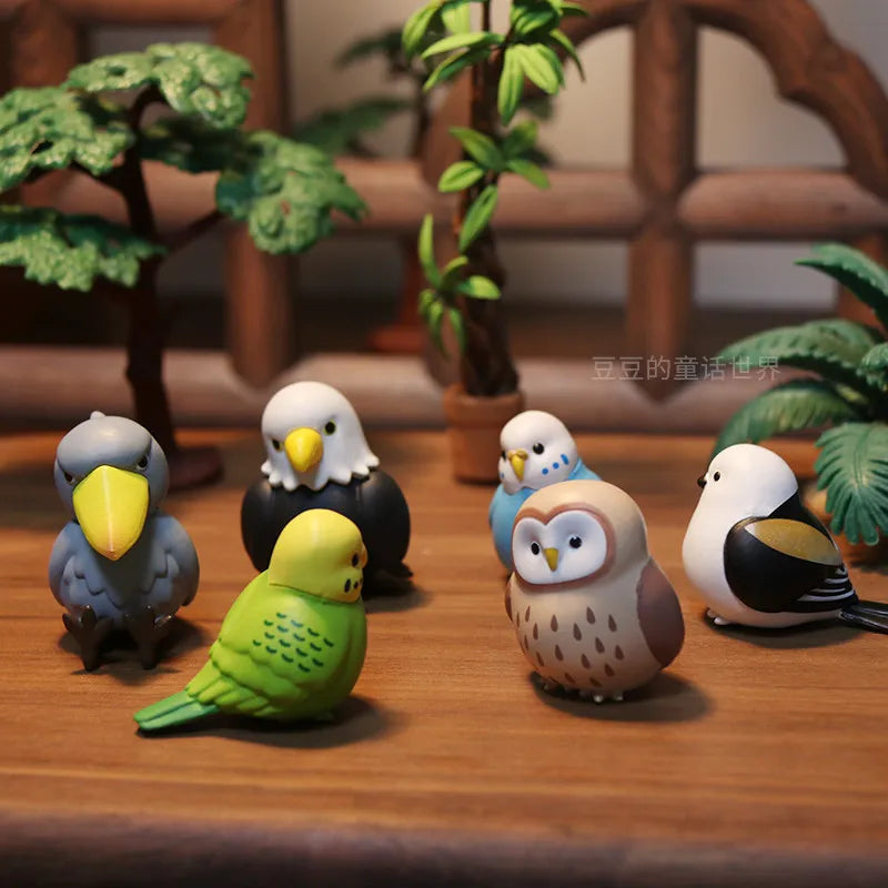 Rainy Day Animals & Birds Figurine Blind Box - Cute Leaf Hiding Collectible Ornaments & Mini Model Toys