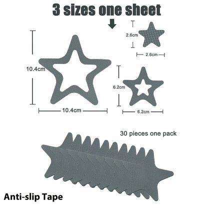 10PCS Anti-Slip Shower Tread Stickers - Safety Bathtub Strips, Premium Adhesive Star & Snowflake Decals for Bathtub, Shower & Stairs